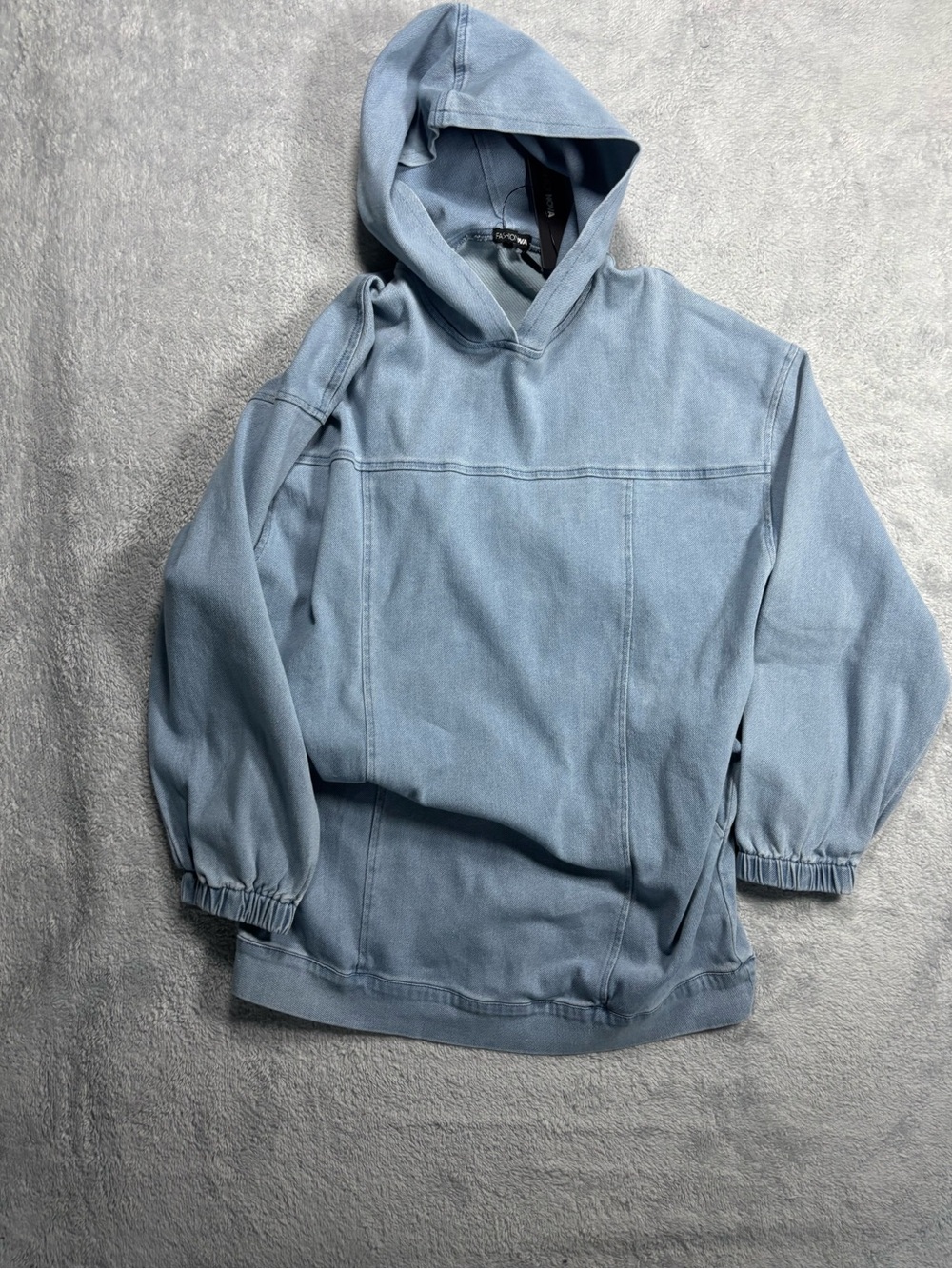 Y2K style Fashion Nova blue oversized baggy denim hoodie NWT